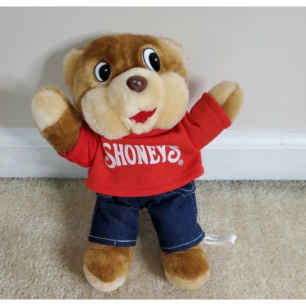 Vintage Shoneys Shoney Bear Plush Stuffed Animal Mascot Restaurant Promo 10 inch